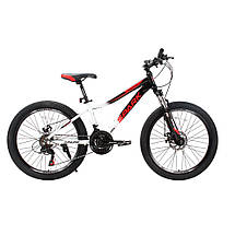 Велосипед гірський SPARK MONTERO JR 24", алюмінієва рама 13", 21 швидкість, Білий з чорним, фото 2