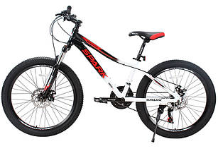 Велосипед гірський SPARK MONTERO JR 24", алюмінієва рама 13", 21 швидкість, Білий з чорним, фото 3