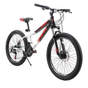 Велосипед гірський SPARK MONTERO JR 24", алюмінієва рама 13", 21 швидкість, Білий з чорним