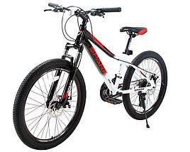 Велосипед гірський SPARK MONTERO JR 24", алюмінієва рама 13", 21 швидкість, Білий з чорним, фото 4