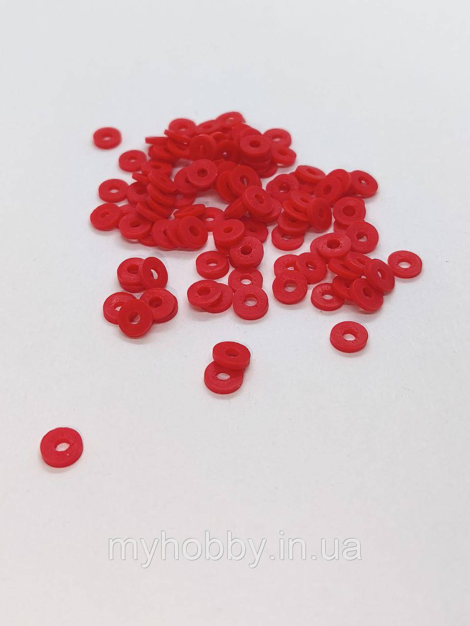 Намистини пласкі (+-150шт) Червоні, фото 1
