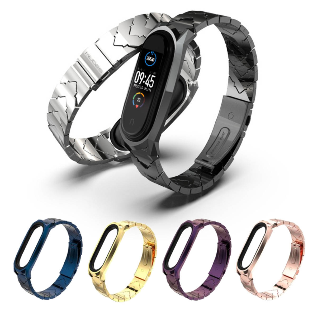 

Металлический ремешок MiJobs V-shape для фитнес браслета Xiaomi Mi Band 3/4/5/6