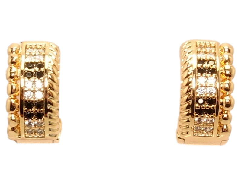 

Серьги Xuping Позолота 18K колечки "Дорожки декоративные и с черно-белым цирконием"