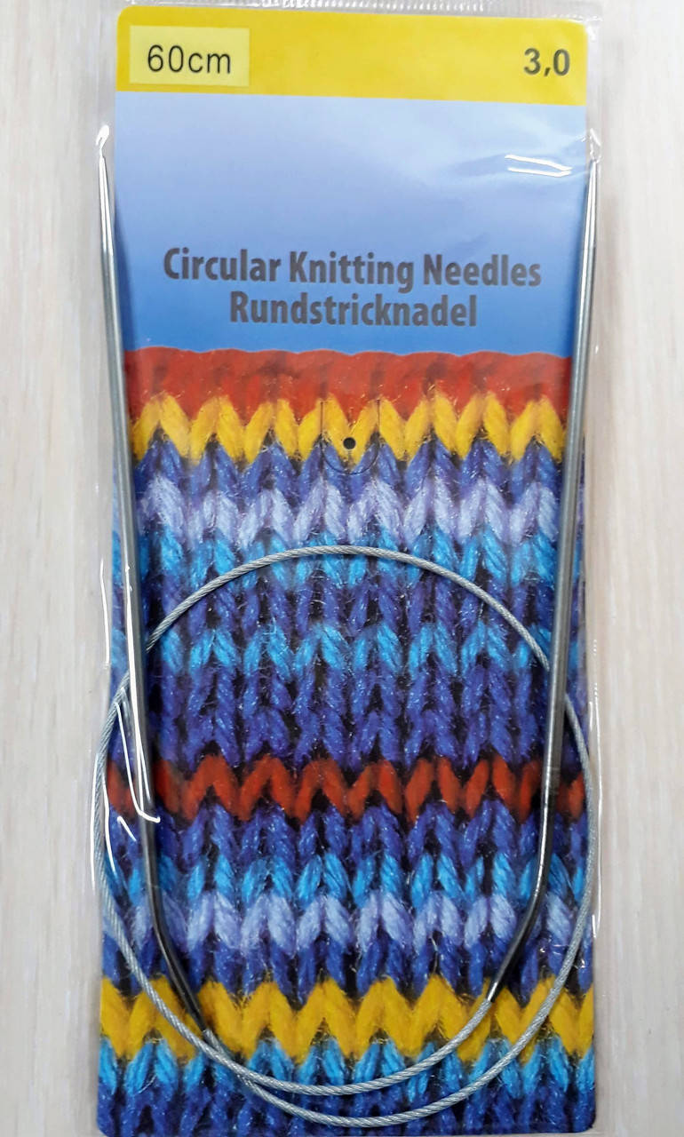 

Спицы для вязания металлические круговые на тросе 60см № 3