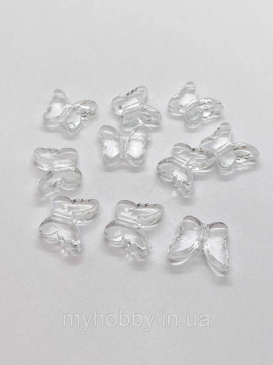 Намистини акрилові прозорі Метелик 14*18мм - 10шт, фото 1