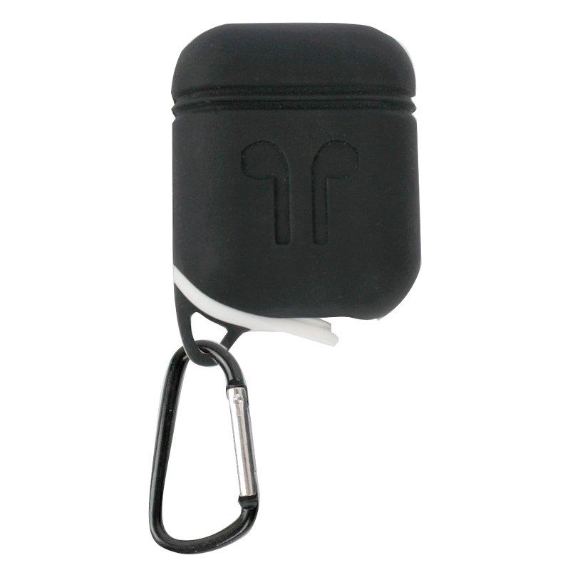 Чохол силіконовий кейс для AirPods з карабіном Headset slab чорний 141970, фото 1