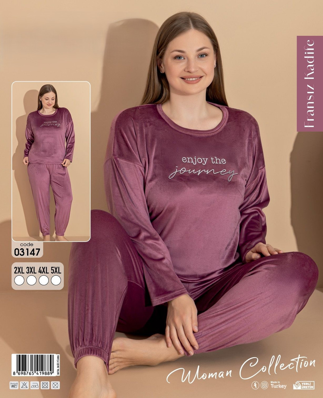 Жіноча велюрова піжама великих розмірів Boyraz 03147, фото 1