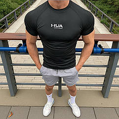 Чоловіча футболка Under для тренажерного залу чорна андер компресійна для тренувань та активного відпочинку
