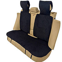 Накидки універсальні чохли - майки на 2 передні та заднє сидіння авто з алькантари, чорні (З підголівниками), фото 3