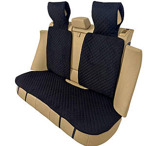 Накидка універсальна чохол - майка на заднє сидіння авто з алькантари, чорна (диван + 2 спинки з підголівниками)