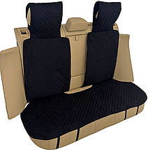Накидка універсальна чохол - майка на заднє сидіння авто з алькантари, чорна (диван + 2 спинки з підголівниками), фото 4