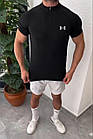 Чоловіча футболка Under Armour з коротким рукавом для спорта Чорний рашгард безрукавка андер армор на змійці для тренувань, фото 3