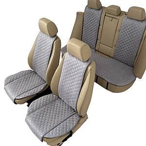 Накидки універсальні чохли - майки на 2 передні та заднє сидіння авто з алькантари, сірі (Стандарт)