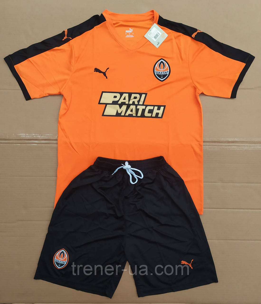 Форма футбольна доросла помаранчево-чорна Шахтар Донецьк зі спонсором Pari Match×, фото 1