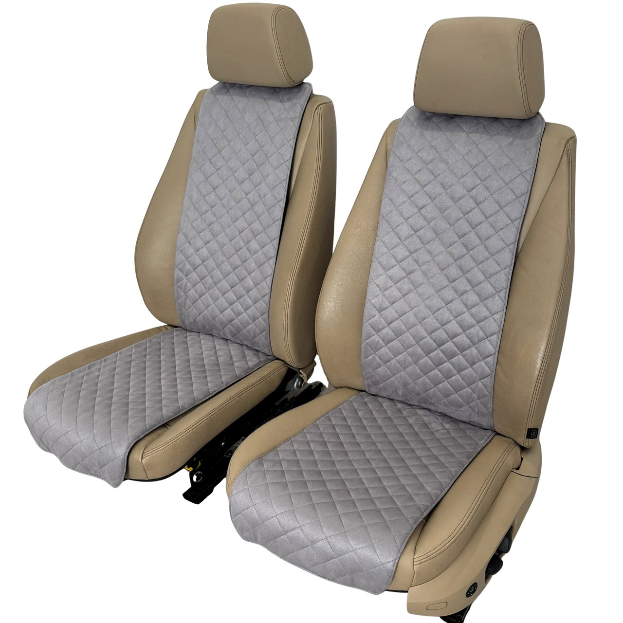 Накидки універсальні чохли - майки на передні сидіння авто з алькантари, комплект 2 шт, сірі (Вузькі)