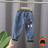 Детские утепленные джинсы с карманом сзади