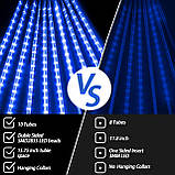 EEIEER Метеорні світлодіодні вогні, гірлянда 15,7 дюйма 10 трубок 320 світлодіодів Різдвяні метеорні вогні Бурульки вогні, фото 2