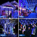 EEIEER Метеорні світлодіодні вогні, гірлянда 15,7 дюйма 10 трубок 320 світлодіодів Різдвяні метеорні вогні Бурульки вогні, фото 3