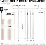 EEIEER Метеорні світлодіодні вогні, гірлянда 15,7 дюйма 10 трубок 320 світлодіодів Різдвяні метеорні вогні Бурульки вогні, фото 5