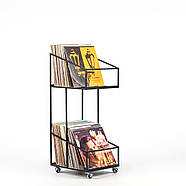 Дворівневий контейнер для платівок (на коліщатках), чорний, фото 4