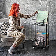 Дворівневий контейнер для платівок (на коліщатках), чорний, фото 6