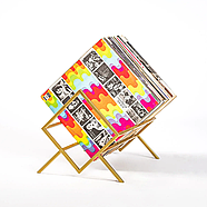 Металева стійка для зберігання вінілових платівок або книг "Ромб 60" (золотиста), фото 3