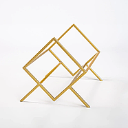 Металева стійка для зберігання вінілових платівок або книг "Ромб 60" (золотиста), фото 4