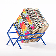 Металева стійка для зберігання вінілових платівок або книг "Ромб 60" (синя), фото 2