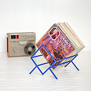 Металева стійка для зберігання вінілових платівок або книг "Ромб 60" (синя), фото 6