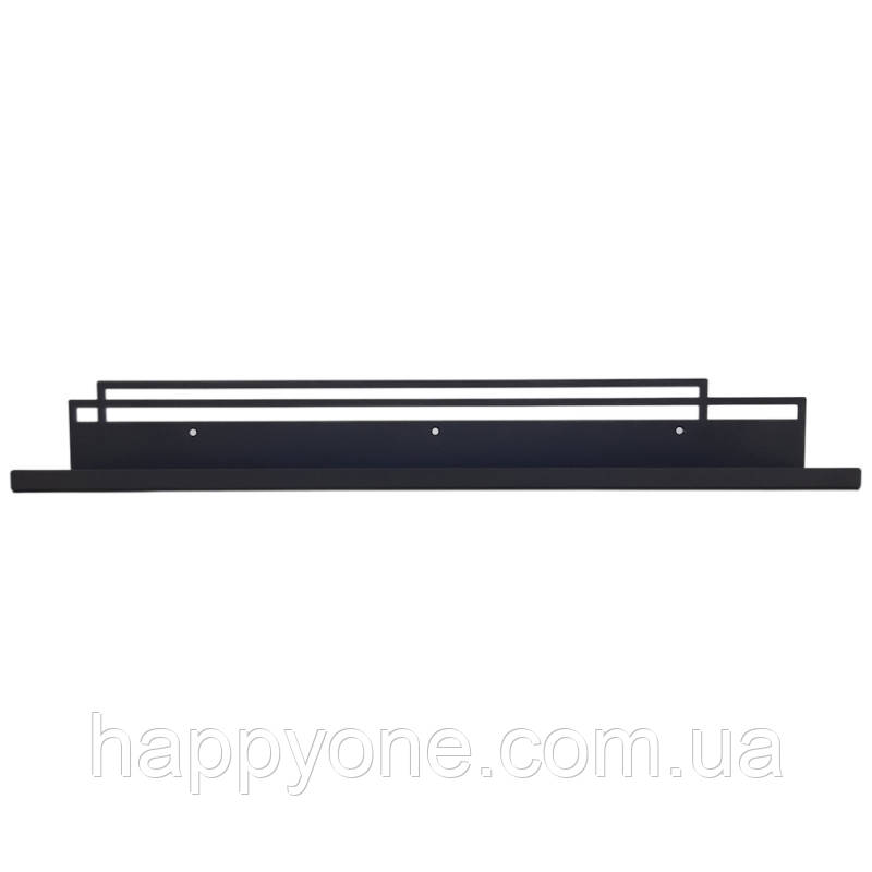 Металева настінна полиця Glozis Bau Black 60 (чорна), фото 1