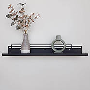 Металева настінна полиця Glozis Bau Black 60 (чорна), фото 4