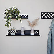 Металева настінна полиця Glozis Nord Black 60 (чорна), фото 4