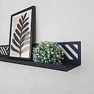 Металева настінна полиця Glozis Nord Black 60 (чорна), фото 6