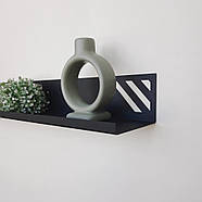 Металева настінна полиця Glozis Nord Black 60 (чорна), фото 8