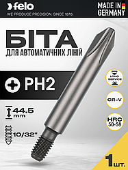 Біта Felo PH2х44,5 мм з різьбовим хвостовиком 10/32" INDUSTRIAL, переріз 6 мм, для автоматичних ліній
