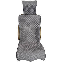 Накидка універсальна чохол - майка на переднє сидіння авто з алькантари, сіра (З підголівником), фото 4