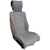 Накидка універсальна чохол - майка на переднє сидіння авто з алькантари, сіра (З підголівником), фото 2