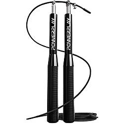 Скакалка швидкісна на підшипниках алюмінієва PowerPlay 4207 Elite Jump Rope Чорна (3m.)