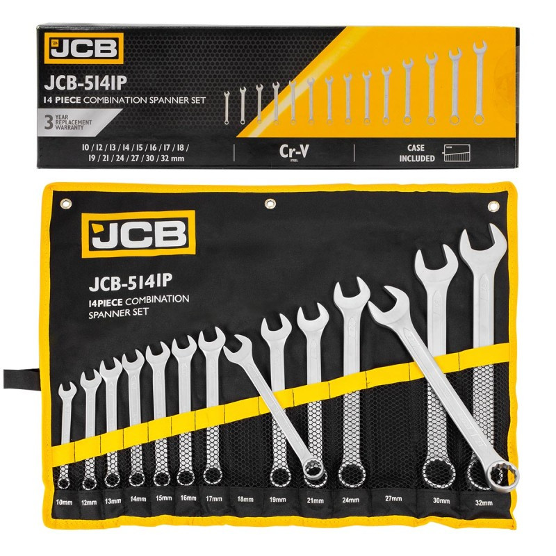 Набір ключів рожково-накидних в чохлі 14 од. (10-32 мм) JCB Tools JCB-5141P