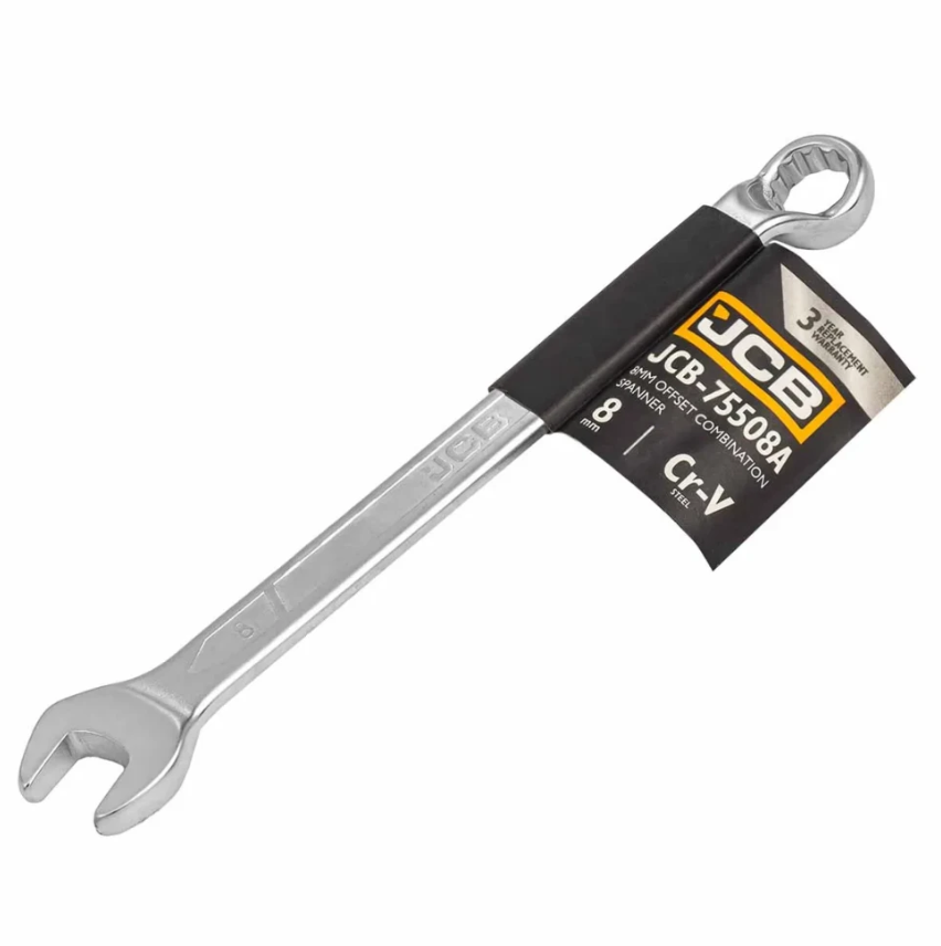 Ключ рожково-накидний 8 мм відігнутий на 75 градусів JCB Tools JCB-75508A