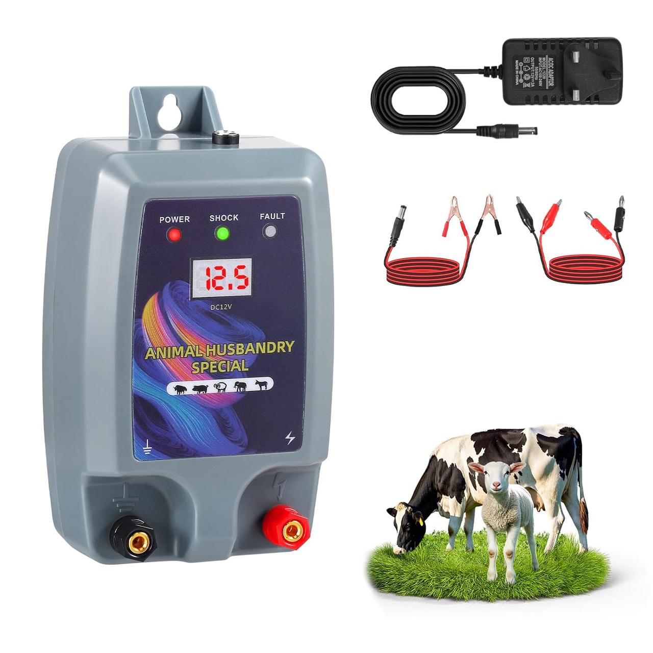 12 В, генератор для огорожі, вихідна потужність 1,5 Дж, пікова потужність 5 кВ, дальність 5 км, зарядний пристрій для огорожі, вис, фото 1