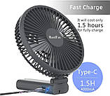 Портативний вентилятор HandFan, 6-дюймовий ручний вентилятор, 4000 мАч з батарейним живленням, USB-настільний вентилятор, фото 2