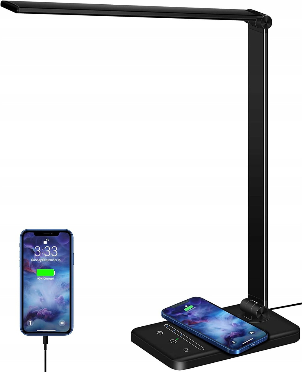 Лампа офісна led бездротова зарядка 10 в qi i роз'єм usb weareok, фото 1