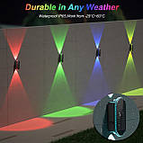 Ellasay Вуличний світильник, 4 упаковки для паркану, сонячні світильники, 8 колірних режимів WRGB, вгору та вниз, водонепроникні, фото 2