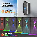 Ellasay Вуличний світильник, 4 упаковки для паркану, сонячні світильники, 8 колірних режимів WRGB, вгору та вниз, водонепроникні, фото 4