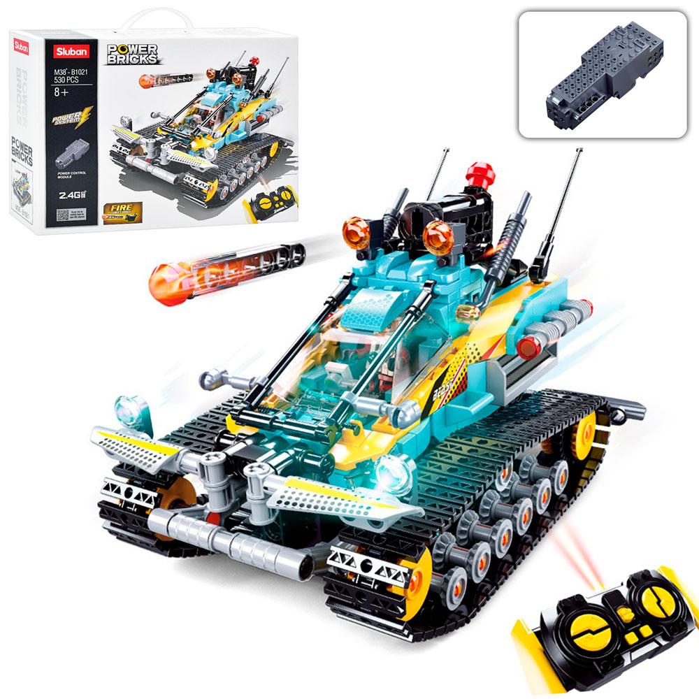 Конструктор Бойова гусенична машина на радіокеруванні SLUBAN M38-B1021 — 530 деталей для захоплюючої гри, фото 1