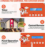 Автоматичні двері курника, водонепроникний відчинювач дверей курника MINENICE з дистанційним керуванням, автоматичні батарейні, фото 6