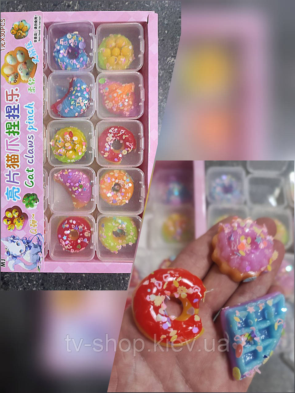 Сквізи антистрес у коробочці Солодощі,4 см, фото 1