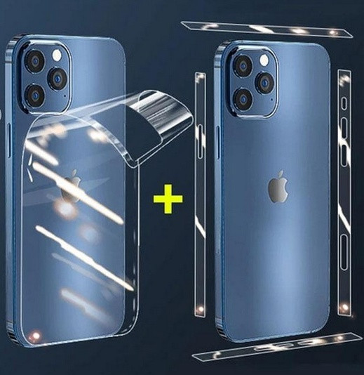Броньована гідрогель Apple iPhone12Max/12Pro/12mini \12 2в1задня плівка та боки прозора гідрогель, фото 1