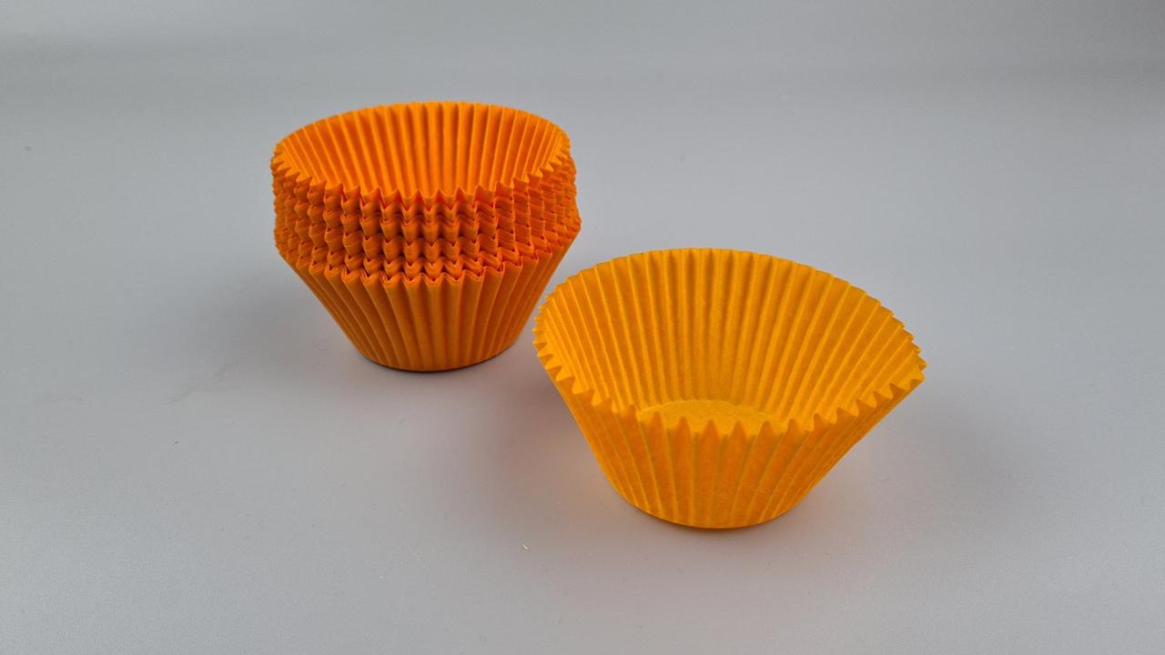 Тартолітка для кексів 140А кругла жовтогаряча D55 H42,5 (100 шт.) (1 уп.), фото 1